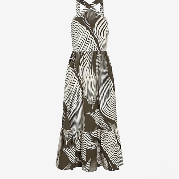 EXPRESS Halter Tiered Poplin Dress - Picture 6 of 10